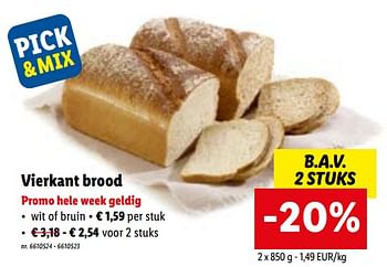 Promoties Vierkant brood - Huismerk - Lidl - Geldig van 29/08/2022 tot 03/09/2022 bij Lidl