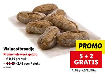 Promoties Walnootbroodje - Huismerk - Lidl - Geldig van 29/08/2022 tot 03/09/2022 bij Lidl