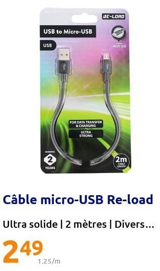 Promotions Câble micro-usb re-load - Reload - Valide de 17/08/2022 à 23/08/2022 chez Action