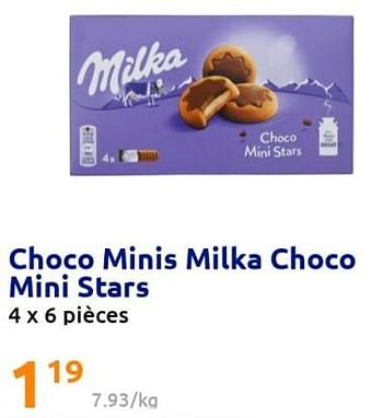 Promotions Choco minis milka choco mini stars - Milka - Valide de 17/08/2022 à 23/08/2022 chez Action