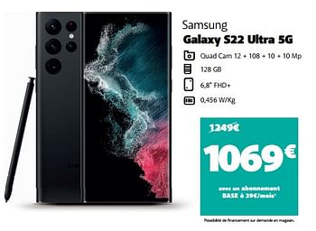 Promotions Samsung galaxy s22 ultra 5g - Samsung - Valide de 17/08/2022 à 05/09/2022 chez Base