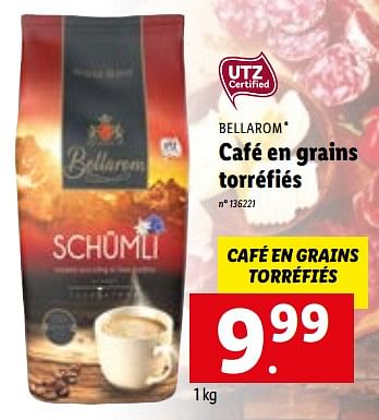 Promotions Café en grains torréfiés - Bellarom - Valide de 29/08/2022 à 03/09/2022 chez Lidl