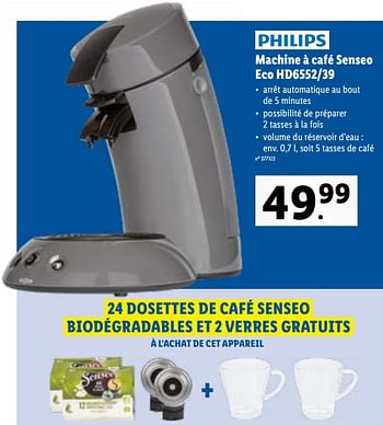 machine hd6552-39 chez à senseo café eco - Philips Philips promotion Lidl En