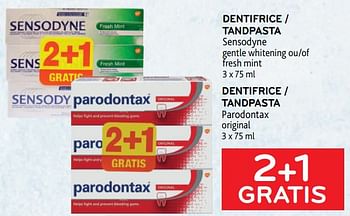 Promotions Dentifrice sensodyne + dentifrice parodontax 2+1 gratis - Produit maison - Alvo - Valide de 24/08/2022 à 06/09/2022 chez Alvo