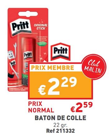 Promotions Baton de colle - Pritt - Valide de 24/08/2022 à 29/08/2022 chez Trafic