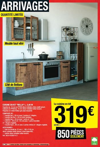 Promotions Cuisine en kit bella - Produit Maison - Brico Depot - Valide de 19/08/2022 à 01/09/2022 chez Brico Depot