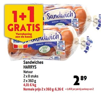 Promoties Sandwiches harrys - Harry's - Geldig van 24/08/2022 tot 30/08/2022 bij Match