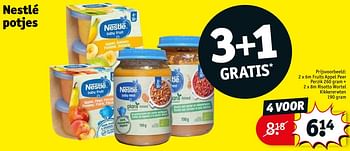 Promoties 6m fruits appel peer perzik + 8m risotto wortel kikkererwten - Nestlé - Geldig van 23/08/2022 tot 28/08/2022 bij Kruidvat