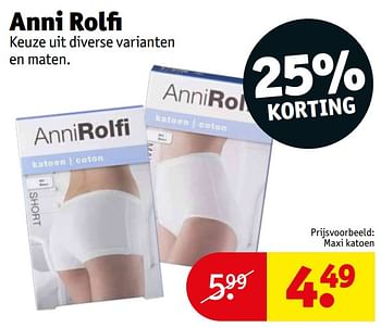 Promoties Anni rolfi maxi katoen - Anni Rolfi - Geldig van 23/08/2022 tot 28/08/2022 bij Kruidvat