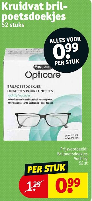 Promoties Brilpoetsdoekjes vochtig - Huismerk - Kruidvat - Geldig van 23/08/2022 tot 28/08/2022 bij Kruidvat