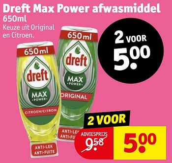 Promoties Dreft max power afwasmiddel - Dreft - Geldig van 23/08/2022 tot 28/08/2022 bij Kruidvat