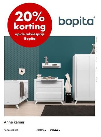 Promoties Anne kamer 3-deurskast - Bopita - Geldig van 01/09/2022 tot 30/09/2022 bij Multi Bazar