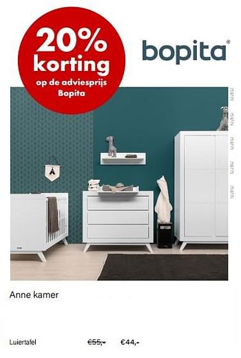Promoties Anne kamer luiertafel - Bopita - Geldig van 01/09/2022 tot 30/09/2022 bij Multi Bazar