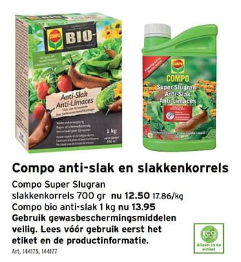 Promoties Compo super slugran slakkenkorrels - Compo - Geldig van 24/08/2022 tot 06/09/2022 bij Gamma