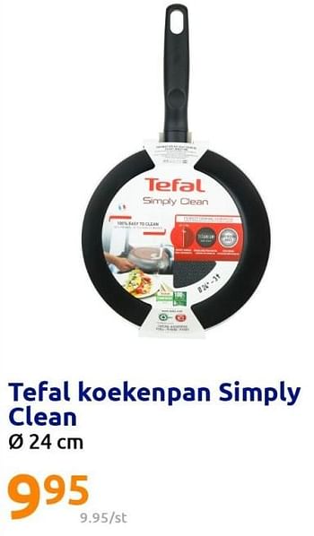 Promoties Tefal koekenpan simply clean - Tefal - Geldig van 24/08/2022 tot 30/08/2022 bij Action