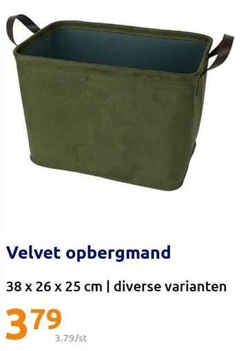 Promoties Velvet opbergmand - Huismerk - Action - Geldig van 24/08/2022 tot 30/08/2022 bij Action