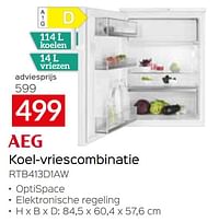 Aeg koel-vriescombinatie rtb413d1aw-AEG
