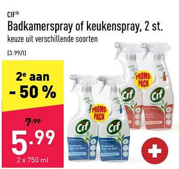Promoties Badkamerspray of keukenspray - Cif - Geldig van 02/09/2022 tot 09/09/2022 bij Aldi