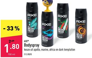 Promoties Bodyspray - Axe - Geldig van 31/08/2022 tot 09/09/2022 bij Aldi