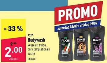 Promoties Bodywash - Axe - Geldig van 31/08/2022 tot 09/09/2022 bij Aldi