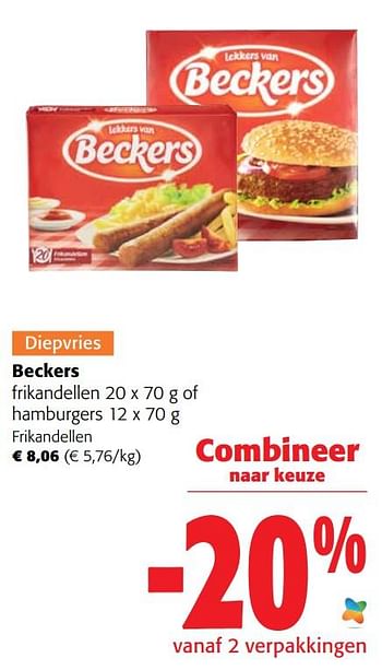 Promoties Beckers frikandellen - Beckers - Geldig van 24/08/2022 tot 06/09/2022 bij Colruyt