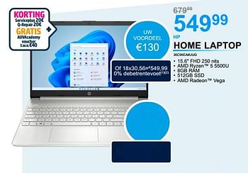 Promoties Hp home laptop 36c96ea#uug - HP - Geldig van 15/08/2022 tot 04/09/2022 bij Auva