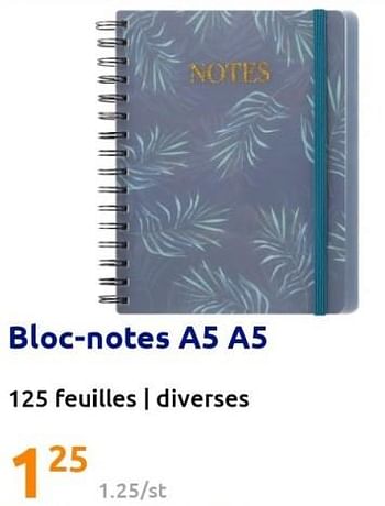 Promotions Bloc-notes a5 a5 - Produit Maison - Action - Valide de 24/08/2022 à 30/08/2022 chez Action