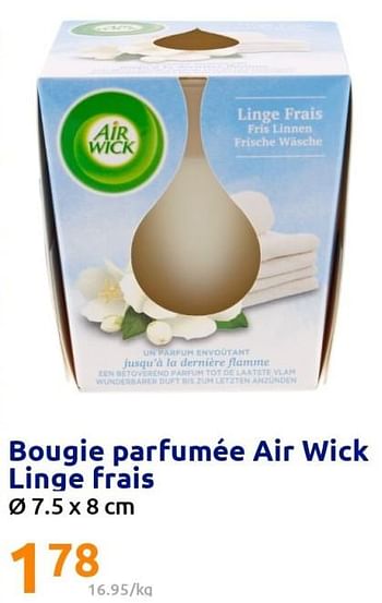 Promotions Bougie parfumée air wick linge frais - Airwick - Valide de 24/08/2022 à 30/08/2022 chez Action