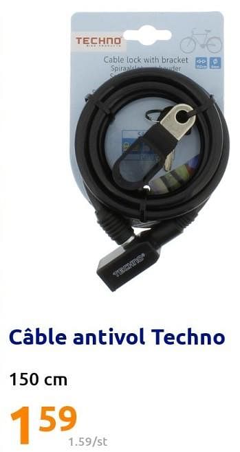 Promotions Câble antivol techno - Techno - Valide de 24/08/2022 à 30/08/2022 chez Action