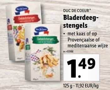 Promoties Bladerdeegstengels - Duc De Coeur - Geldig van 05/09/2022 tot 10/09/2022 bij Lidl