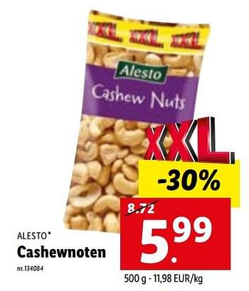 Promoties Cashewnoten - Alesto - Geldig van 05/09/2022 tot 10/09/2022 bij Lidl