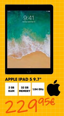 Promotions Apple ipad 5 9.7`` - Apple - Valide de 26/08/2022 à 28/09/2022 chez Electro Depot