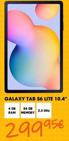 Promoties Samsung galaxy tab s6 lite 10.4`` - Samsung - Geldig van 26/08/2022 tot 28/09/2022 bij Electro Depot
