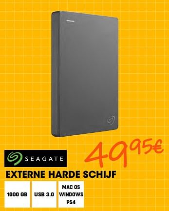 Promoties Seagate externe harde schijf - Seagate - Geldig van 26/08/2022 tot 28/09/2022 bij Electro Depot