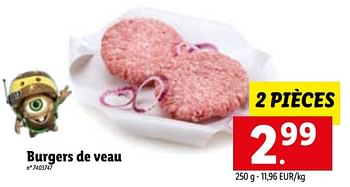 Promotions Burgers de veau - Produit maison - Lidl - Valide de 05/09/2022 à 10/09/2022 chez Lidl
