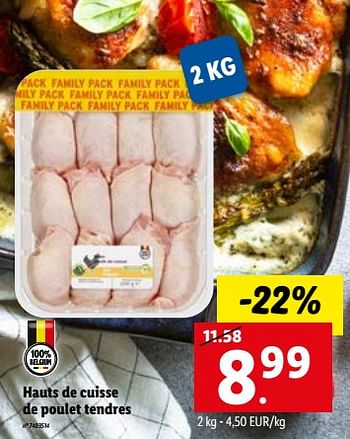 Promotions Hauts de cuisse de poulet tendres - Produit maison - Lidl - Valide de 05/09/2022 à 10/09/2022 chez Lidl