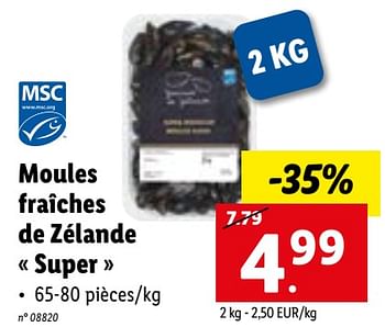 Promotions Moules fraîches de zélande super - Produit maison - Lidl - Valide de 05/09/2022 à 10/09/2022 chez Lidl