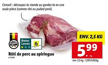 Promotions Rôti de porc au spiringue - Produit maison - Lidl - Valide de 05/09/2022 à 10/09/2022 chez Lidl