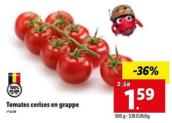 Promotions Tomates cerises en grappe - Produit maison - Lidl - Valide de 05/09/2022 à 10/09/2022 chez Lidl