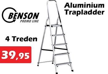 Promoties Aluminium trapladder 4 treden - Benson Tools - Geldig van 18/08/2022 tot 11/09/2022 bij Itek