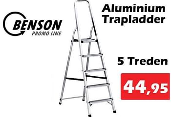 Promoties Aluminium trapladder 5 treden - Benson Tools - Geldig van 18/08/2022 tot 11/09/2022 bij Itek