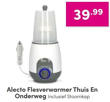 Promotions Alecto flesverwarmer thuis en onderweg inclusief stoomkap - Alecto - Valide de 28/08/2022 à 03/09/2022 chez Baby & Tiener Megastore