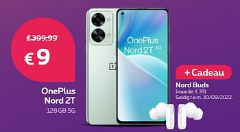 Promoties Oneplus nord 2t 128gb 5g - OnePlus - Geldig van 29/08/2022 tot 30/09/2022 bij Proximus