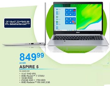 Promoties Acer aspire 5 nx.a8aeh.001 - Acer - Geldig van 22/08/2022 tot 04/09/2022 bij VCD