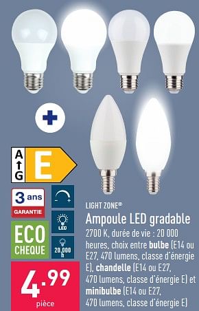 Promotions Ampoule led gradable - Lightzone - Valide de 05/09/2022 à 16/09/2022 chez Aldi