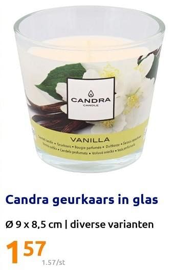 Promoties Candra geurkaars in glas - Candra - Geldig van 31/08/2022 tot 06/09/2022 bij Action