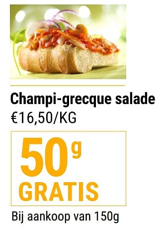 Promotions Champi-grecque salade - Produit maison - Budgetslager - Valide de 31/08/2022 à 06/09/2022 chez Budgetslager