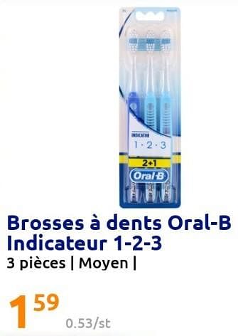 Promotions Brosses à dents oral-b indicateur 1-2-3 - Oral-B - Valide de 31/08/2022 à 06/09/2022 chez Action