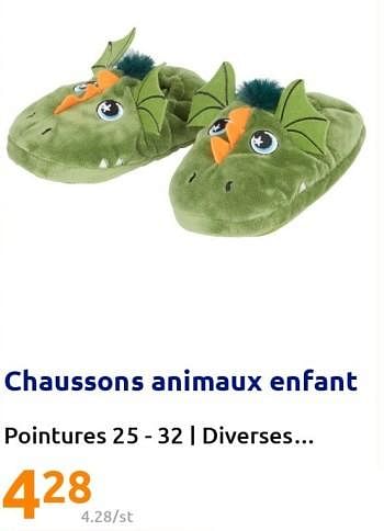 Promotions Chaussons animaux enfant - Produit Maison - Action - Valide de 31/08/2022 à 06/09/2022 chez Action