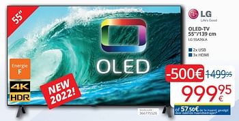 Promoties Oled-tv 55``-139 cm lg 55a26la - LG - Geldig van 01/09/2022 tot 30/09/2022 bij Eldi